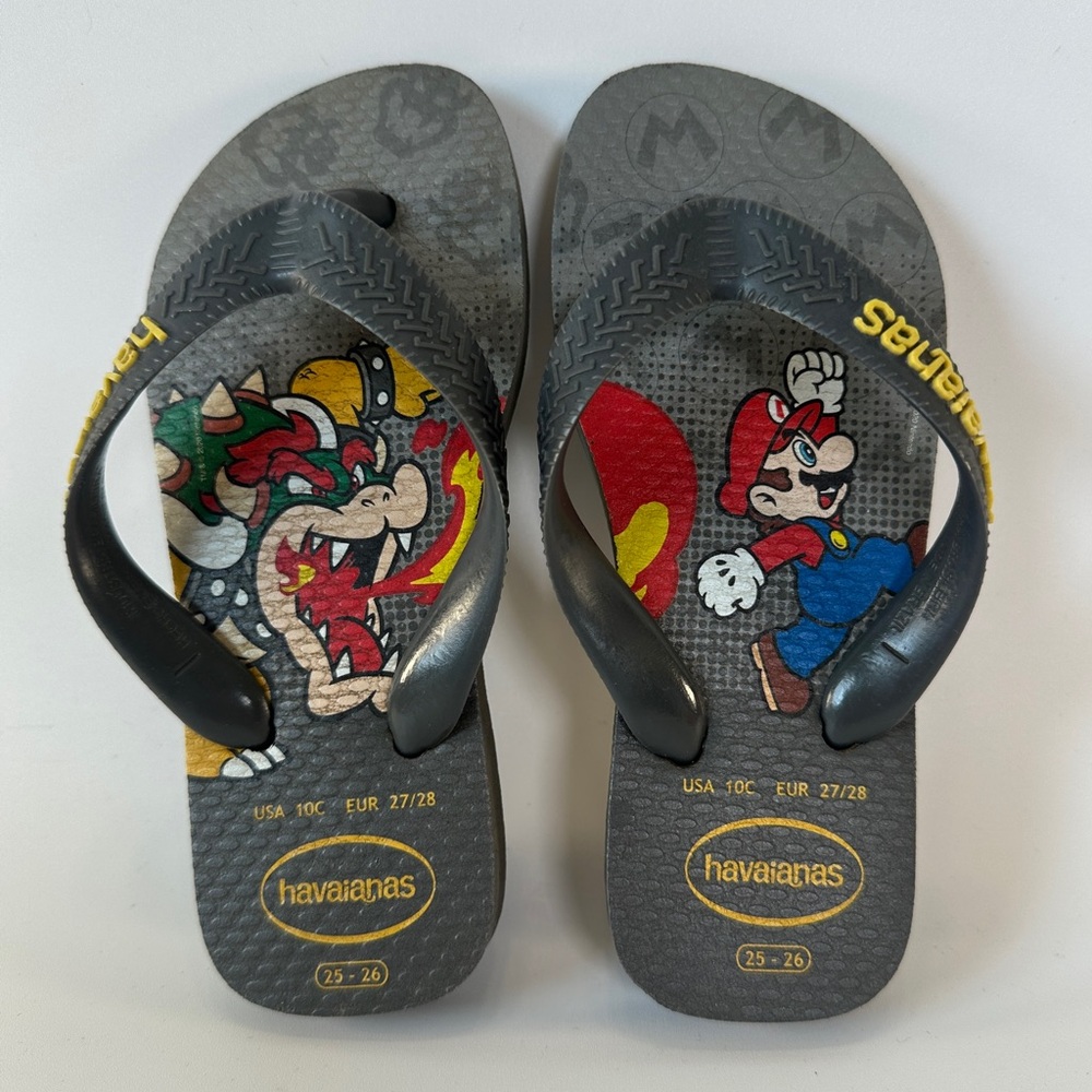 Havaianas Kids Toddler 10C Nintendo Mario Bowser Flip Flops